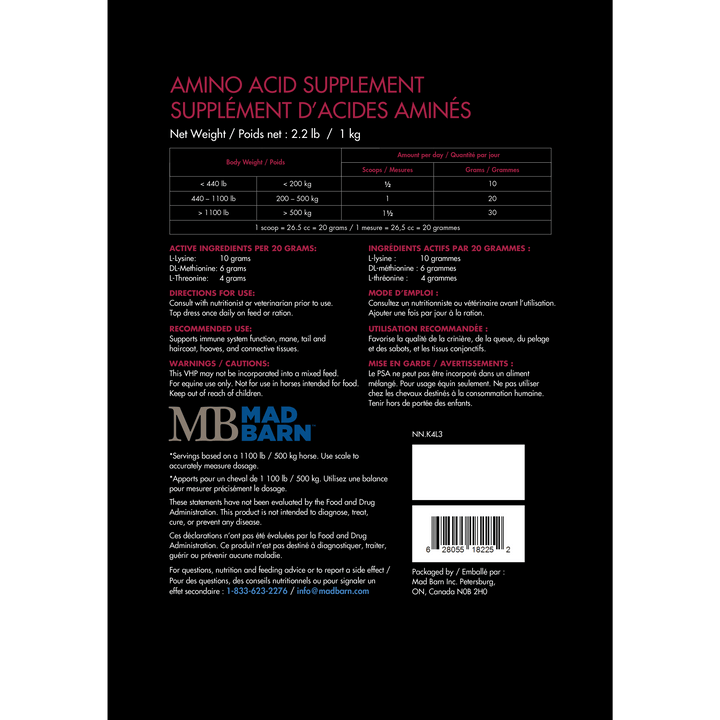 Equine Supplements - Mad Barn Three Amigos (Lys, Met, Thr)