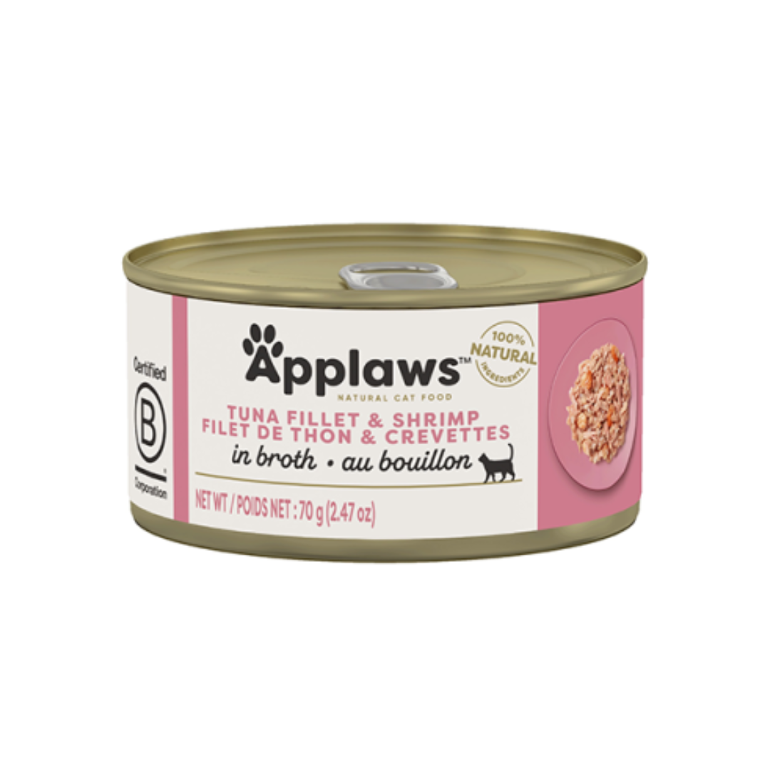 Applaws Wet Cat Food - Tuna Fillet & Shrimp in Broth Canned