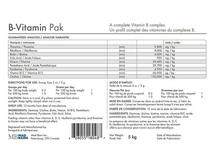 Equine Supplements - Mad Barn B-vitamin Pak