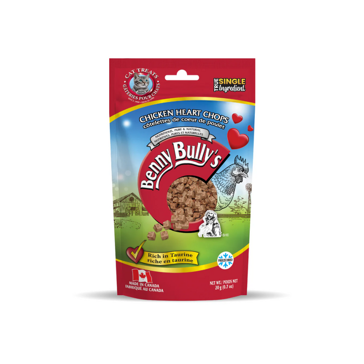 Benny Bully's Freeze Dried Cat Treats - Chicken Heart Chops