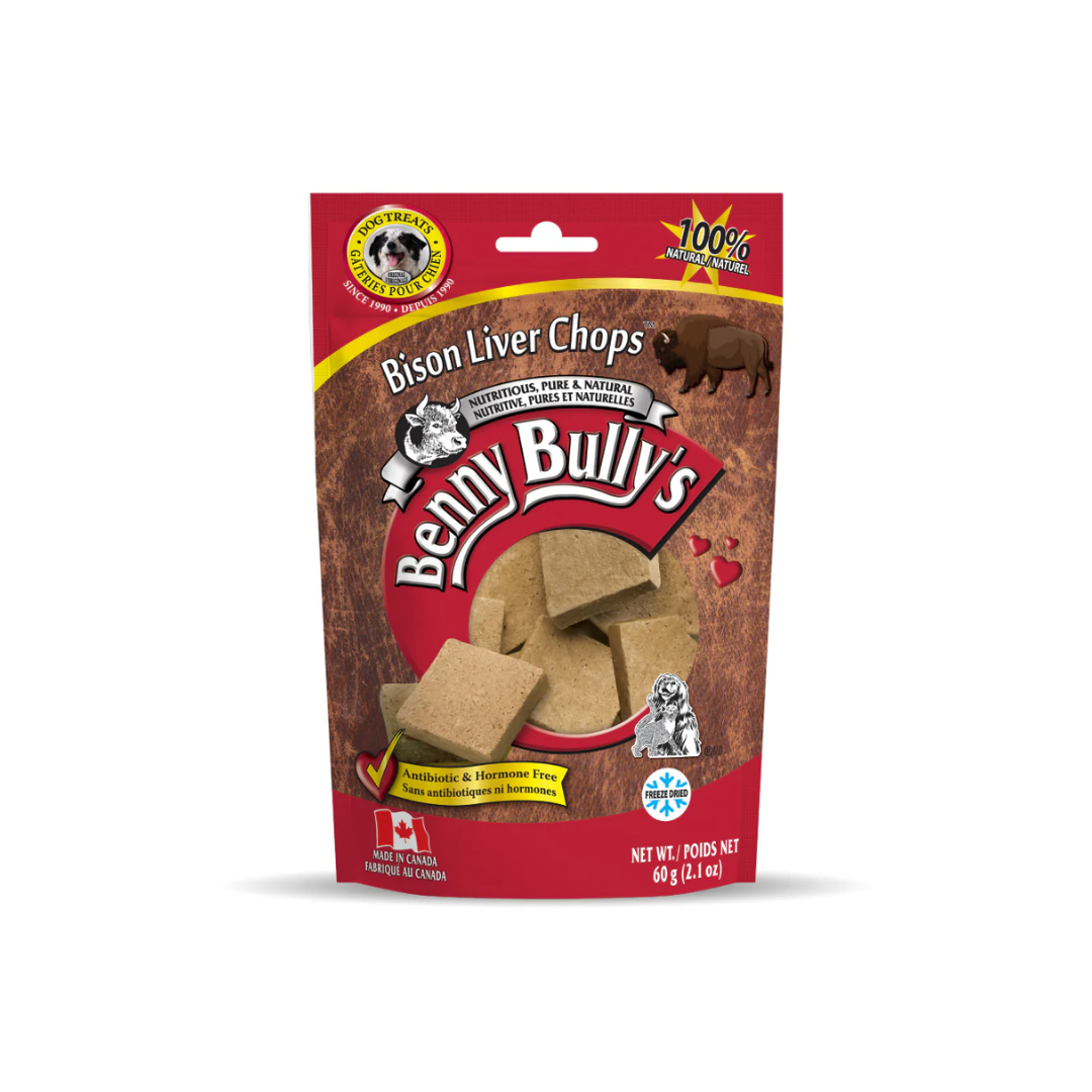 Benny Bully's Freeze Dried Dog Treats - Bison Liver Chops