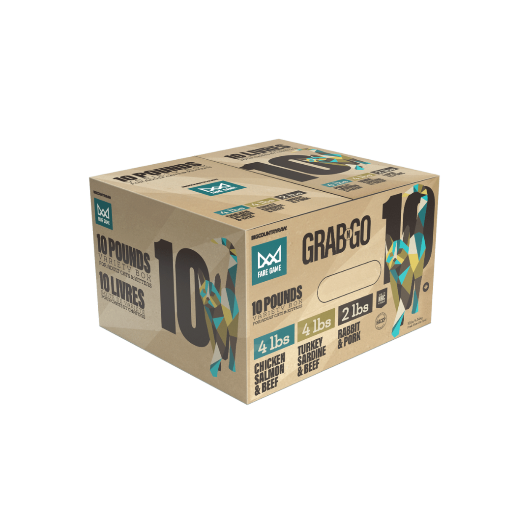 Big Country Raw Frozen Cat Food - Fare Game Grab N Go - Chicken Salmon & Beef, Turkey Sardine & Beef, Rabbit & Pork