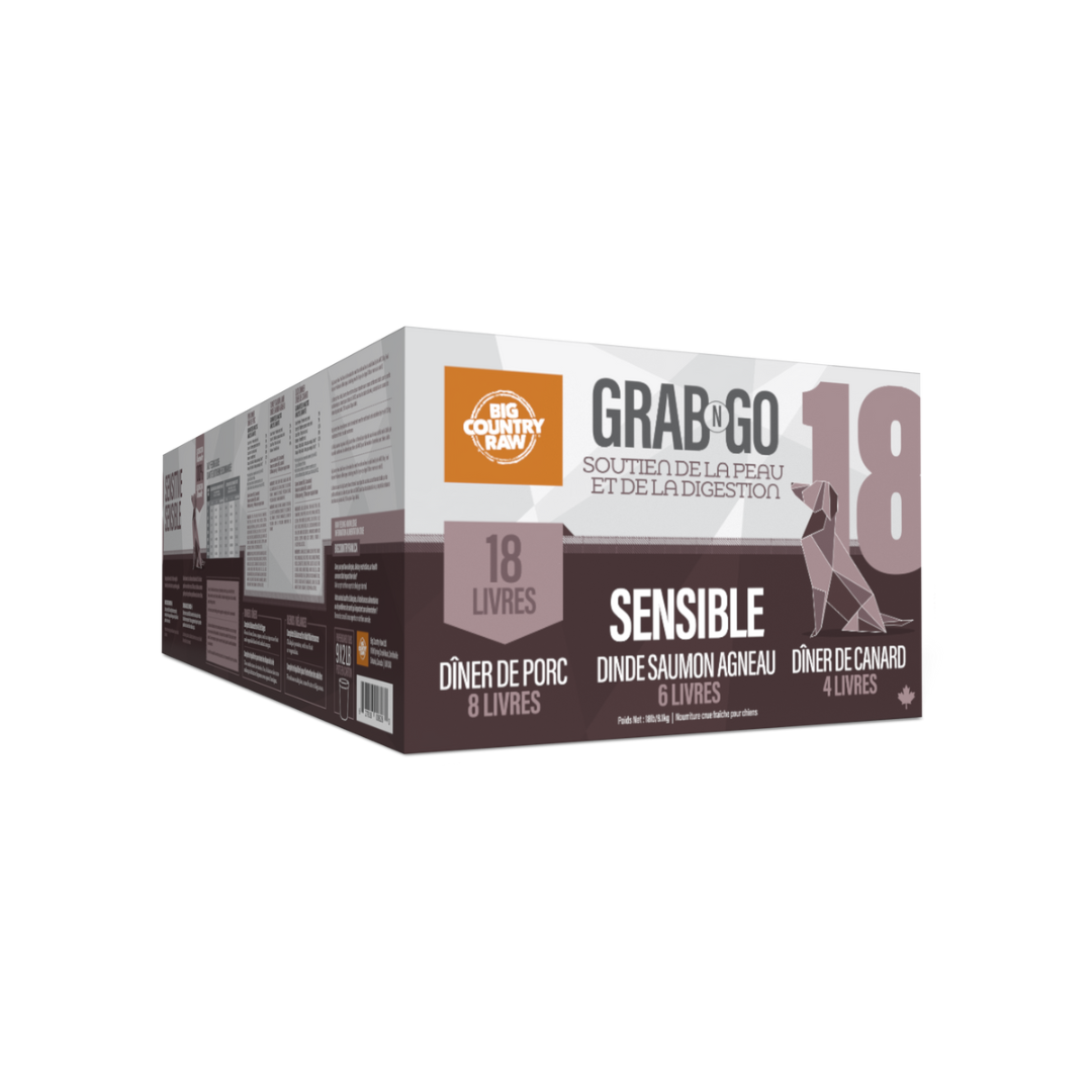 Big Country Raw Frozen Dog Food - Grab N Go Sensitive Pork, Turkey Salmon Lamb, Duck Dinner