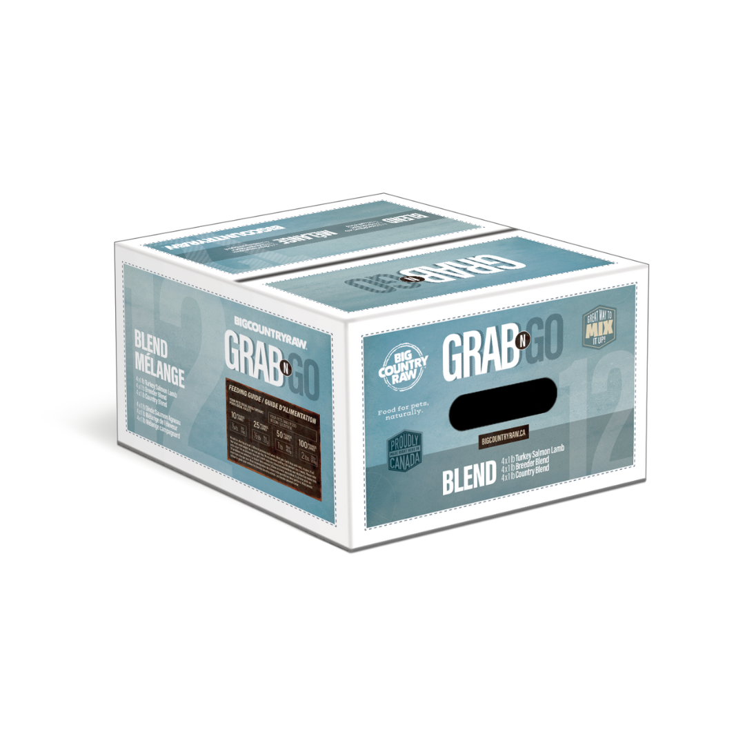 Big Country Raw Frozen Dog and Cat Food - Grab 'n Go Turkey, Salmon, Lamb Dinner and Breeder & Country Blend