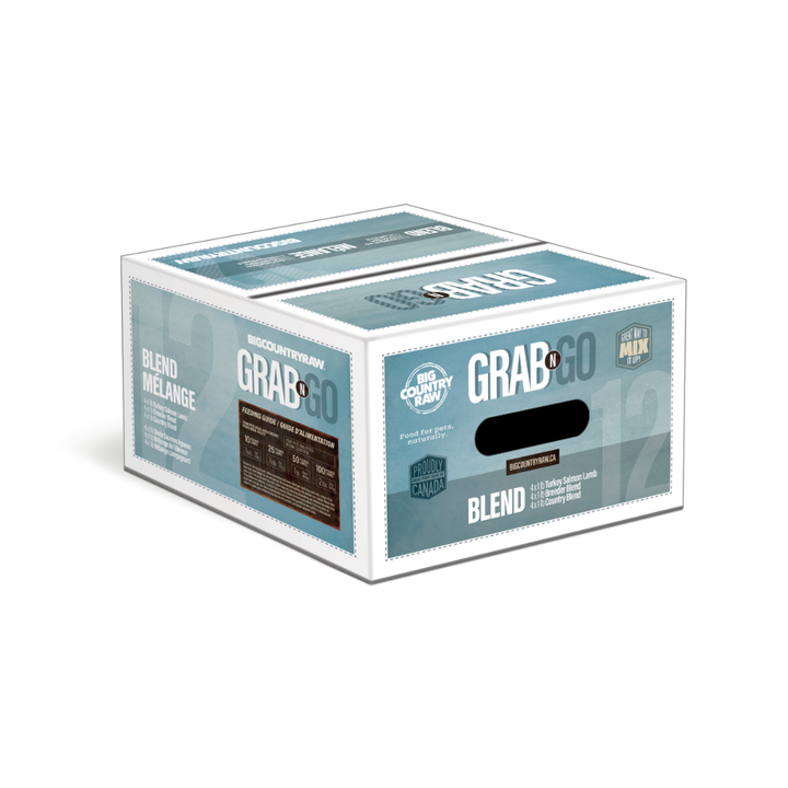 Big Country Raw Frozen Dog and Cat Food - Grab 'n Go Turkey, Salmon, Lamb Dinner and Breeder & Country Blend