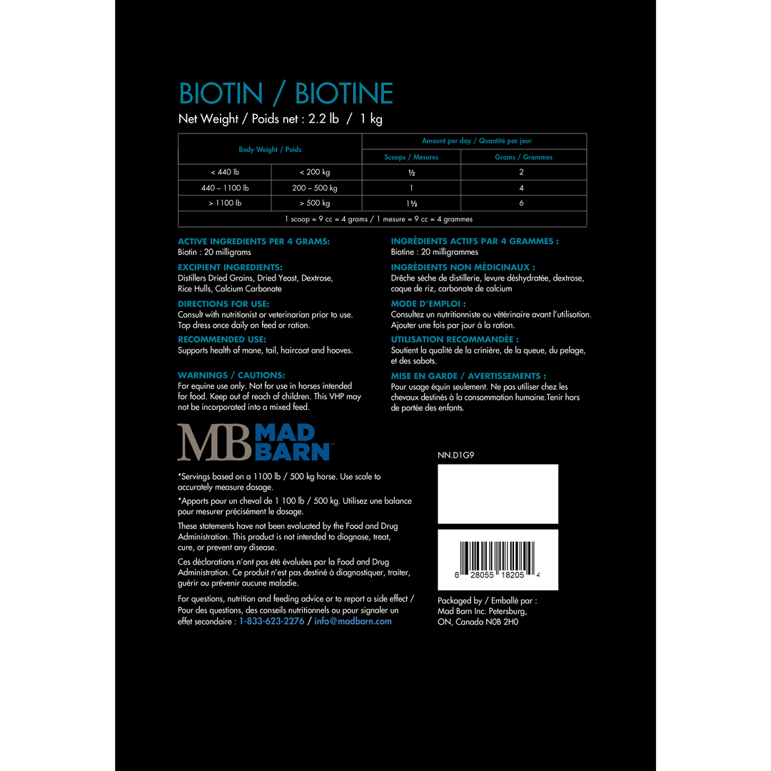 Equine Supplements - Mad Barn Biotin 0.5%