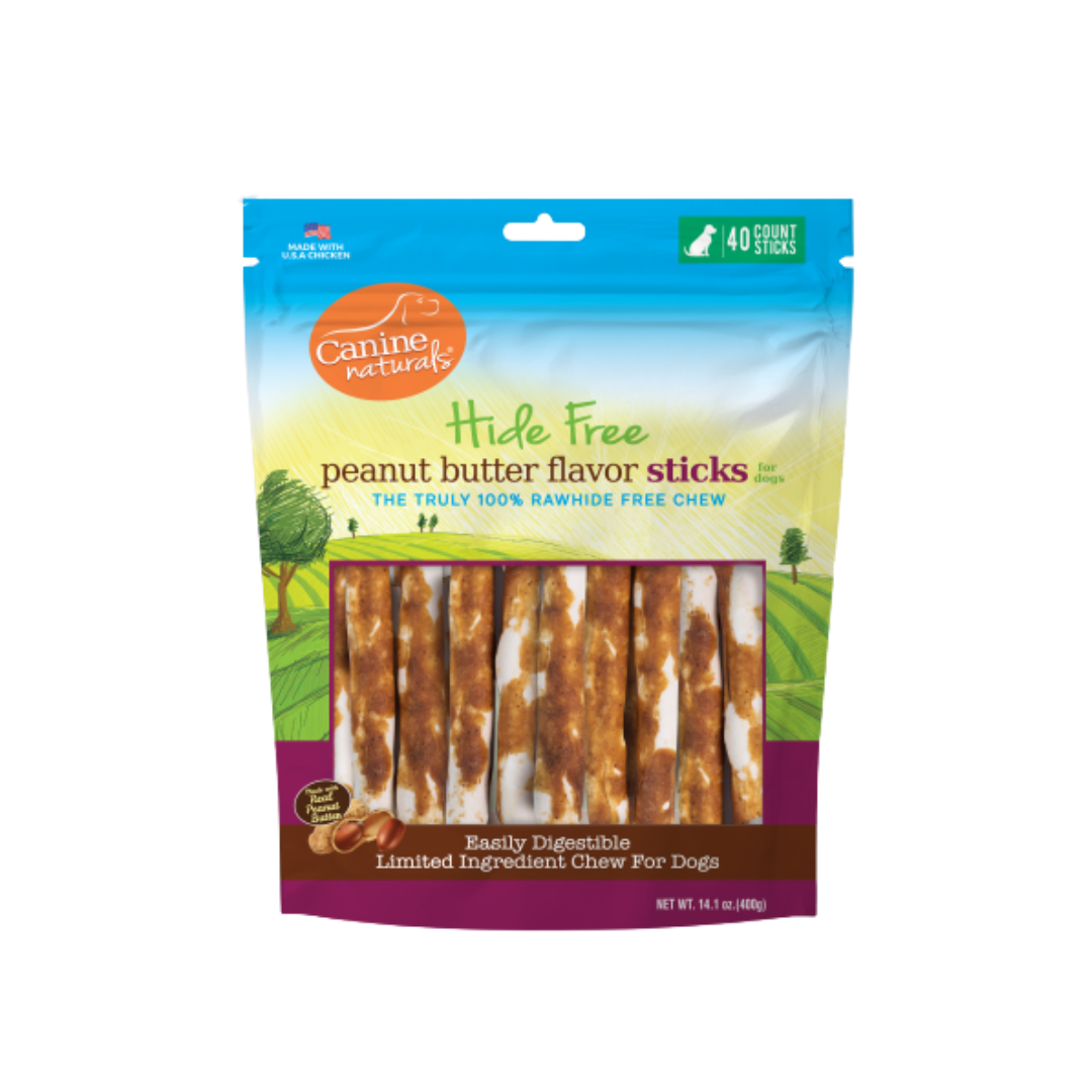 Canine Naturals Dog Treats - Hide Free Peanut Butter Flavor Sticks