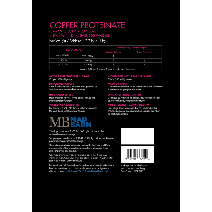 Equine Supplements - Mad Barn Copper Proteinate - 10%