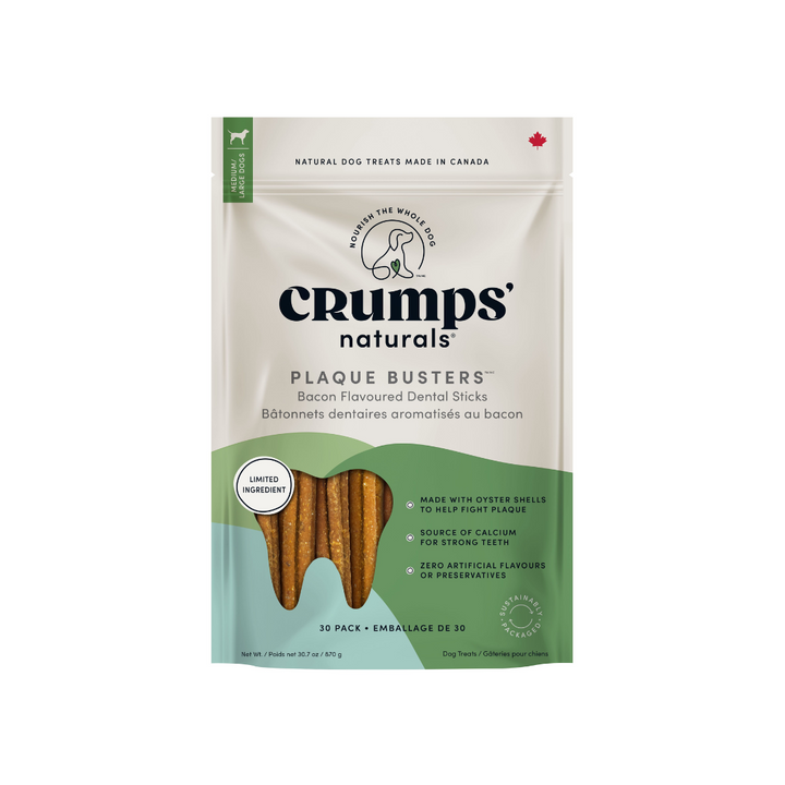 Crumps' Naturals Dog Mouth Care - Plaque Busters Bacon Dental Sticks