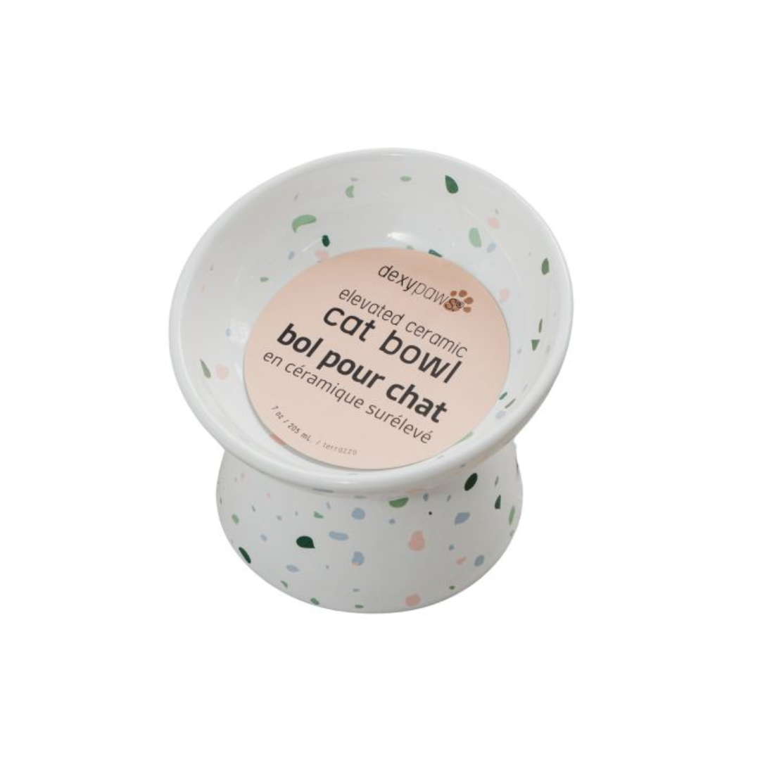Dexypaws Cat Feeders - Raised 8.7 oz Ceramic Bowl