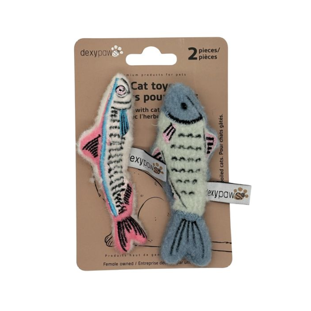 Dexypaws Cat Toys - Catnip Mackerel And Herring Duo