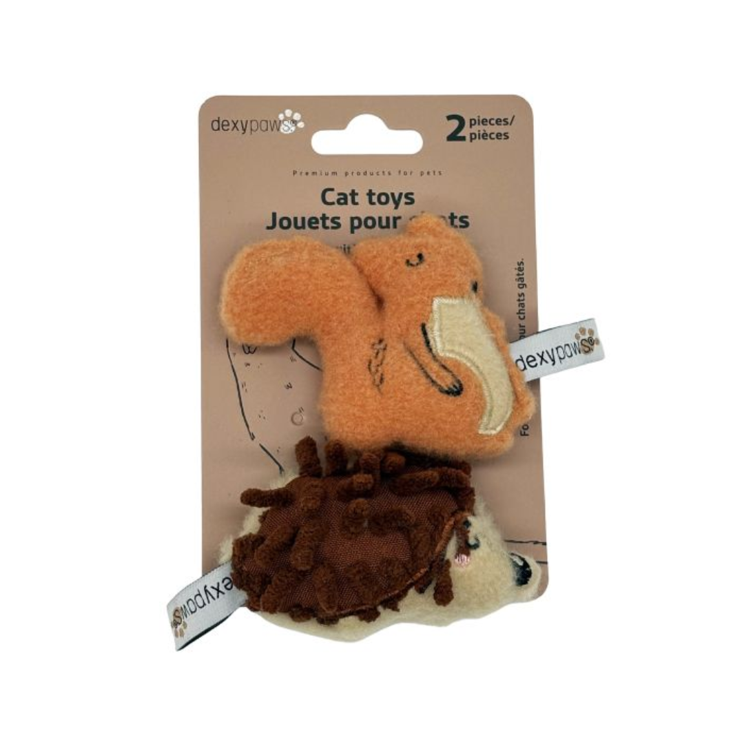 Dexypaws Cat Toys - Catnip Woodland Buddies Duo