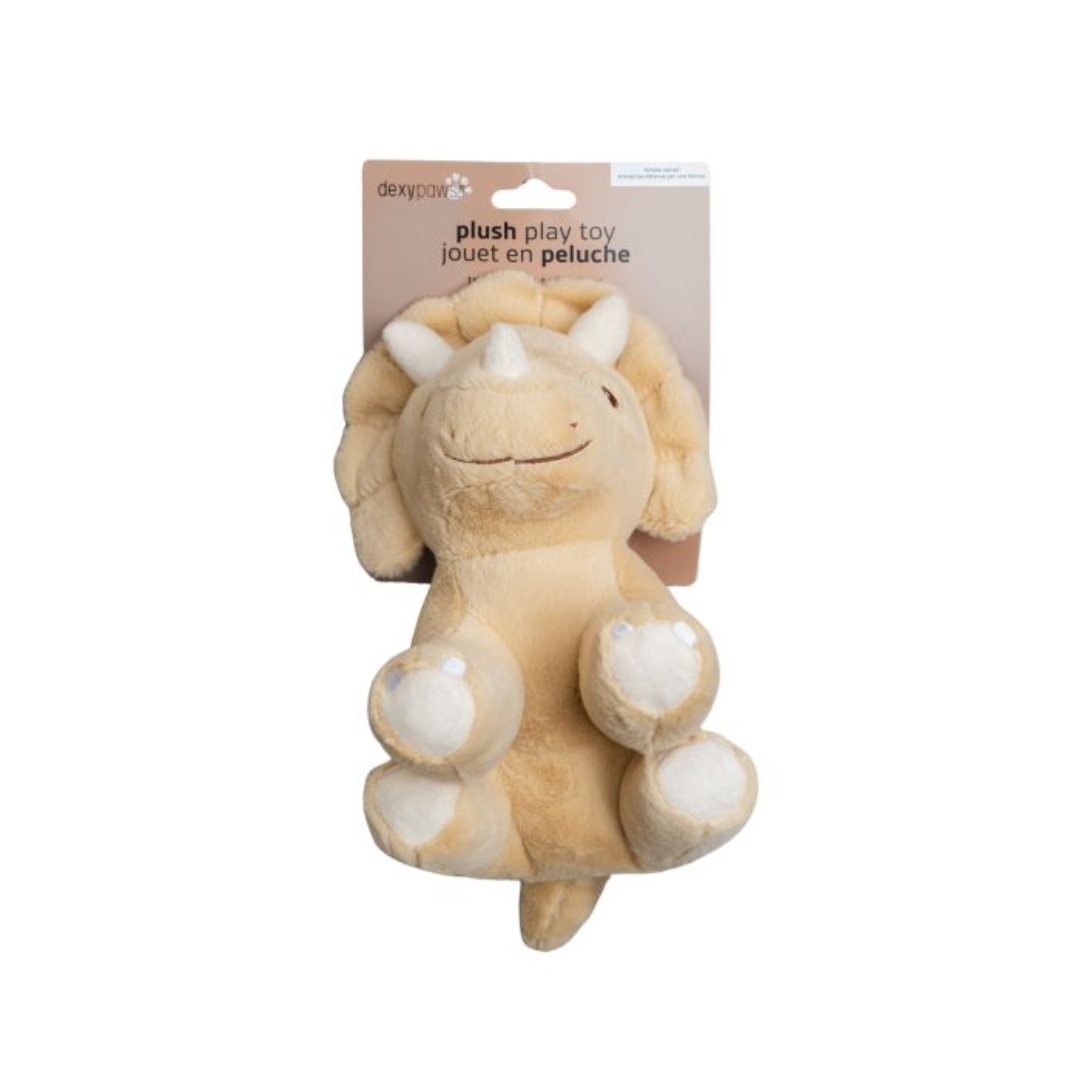 Dexypaws Dog Toys - Triceratops Dinosaur Plush