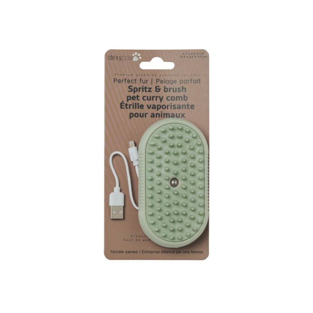 Dexypaws Pet Grooming Supplies - Perfect Fur Spritz & Brush Curry Comb