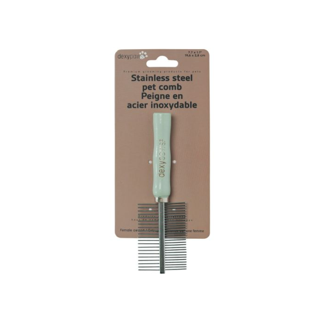 Dexypaws Pet Grooming Supplies - Stainless Steel Double Detangling Comb