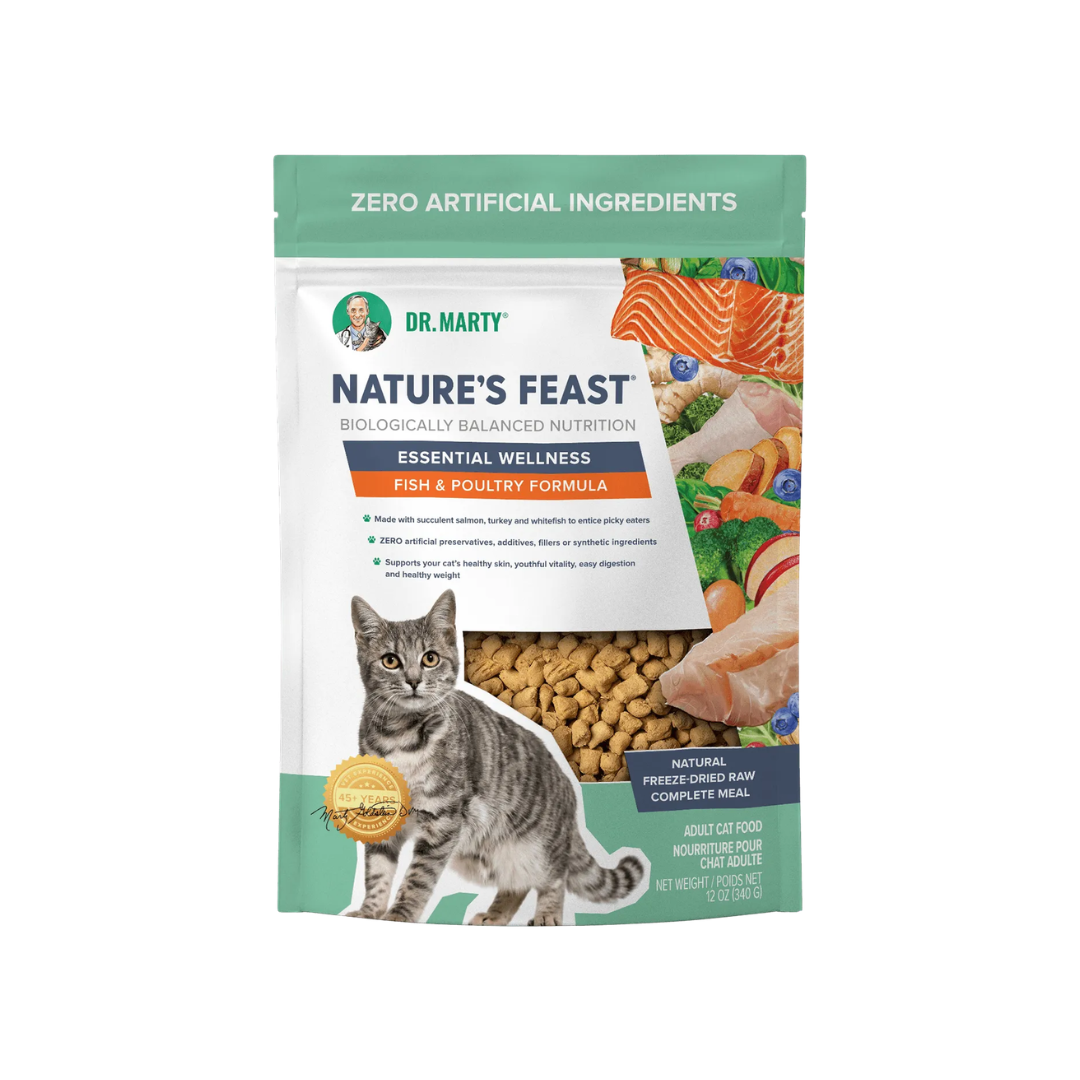 Dr. Marty Freeze-Dried Raw Cat Food - Nature's Feast Essential Wellness Fish & Poultry