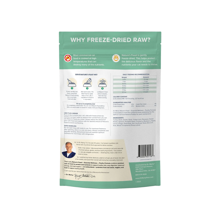 Dr. Marty Freeze-Dried Raw Cat Food - Nature's Feast Essential Wellness Poultry