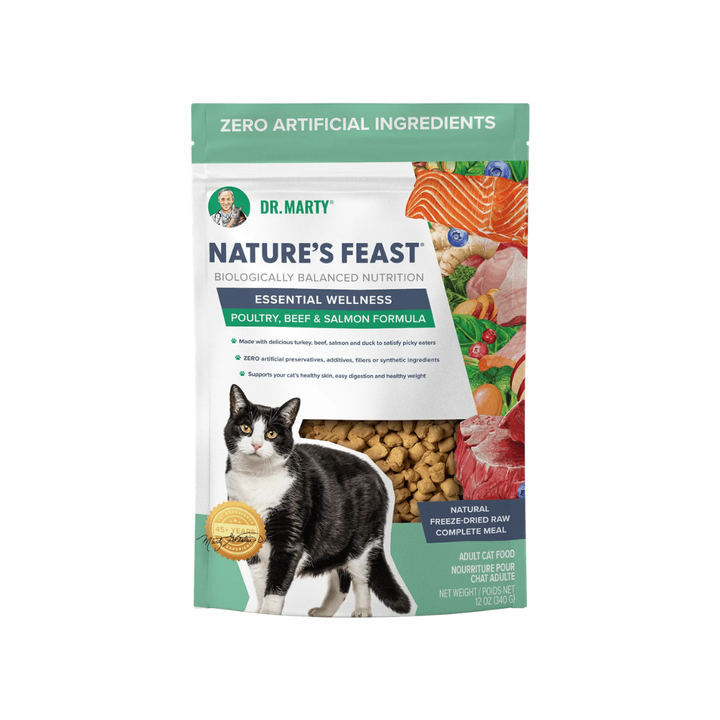 Dr. Marty Freeze-Dried Raw Cat Food - Nature's Feast Essential WellnessPoultry, Beef & Salmon
