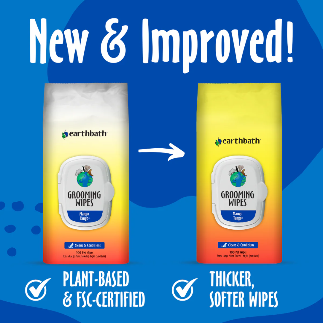 Earthbath Dog & Cat Grooming Supplies - Grooming Wipes Mango Tango