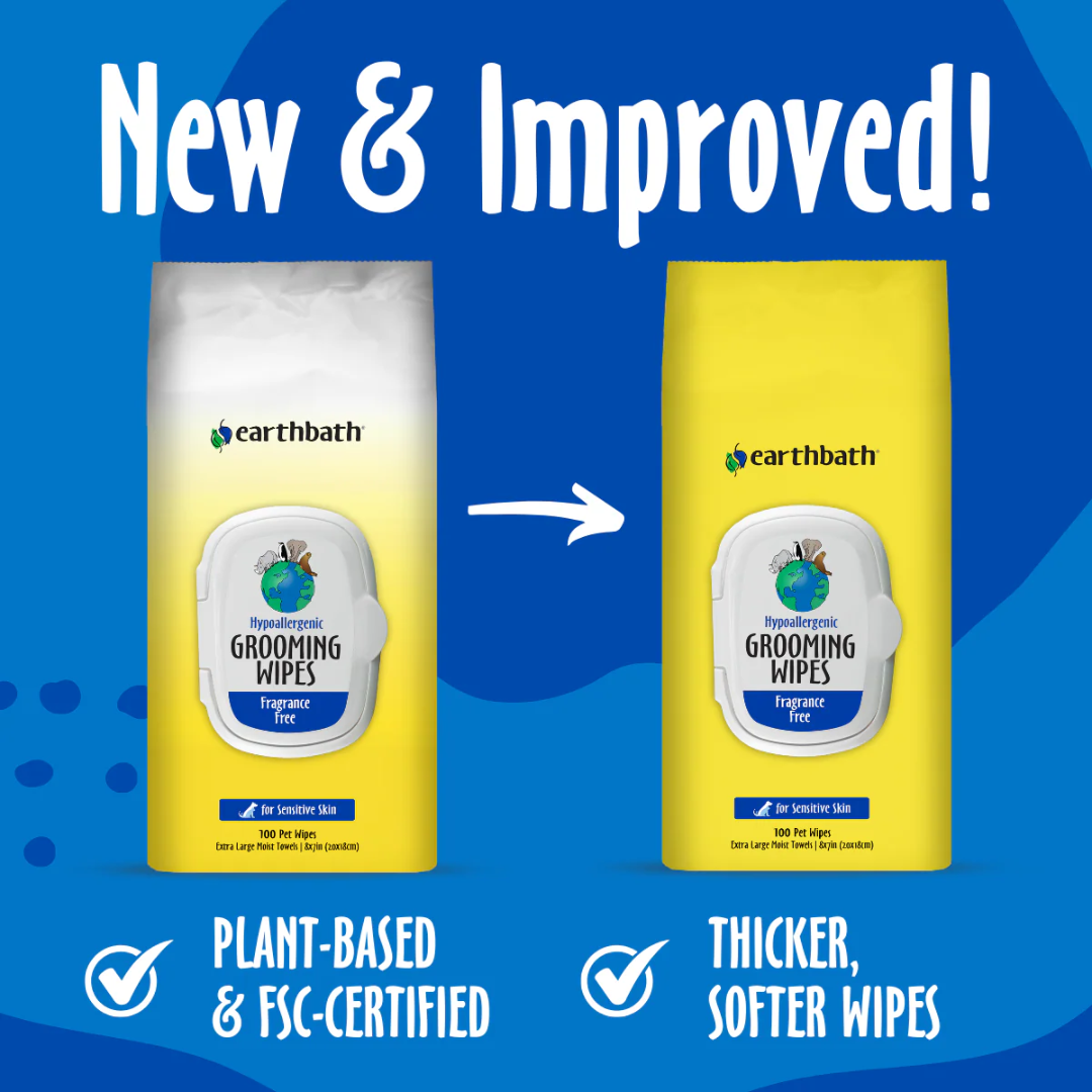 Earthbath Dog & Cat Grooming Supplies - Hypoallergenic Grooming Wipes