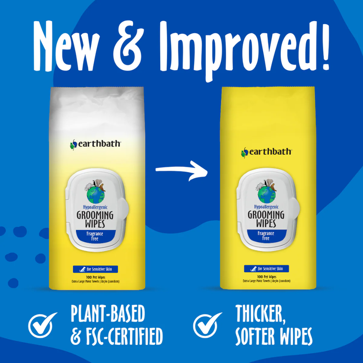 Earthbath Dog & Cat Grooming Supplies - Hypoallergenic Grooming Wipes