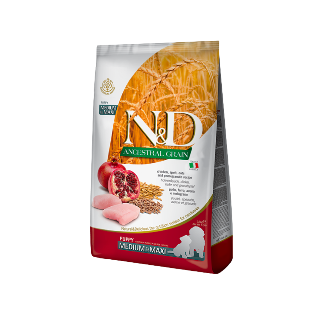 Farmina N&D Dry Dog Food - Ancestral Grain Chicken & Pomegranate Puppy Med/Max