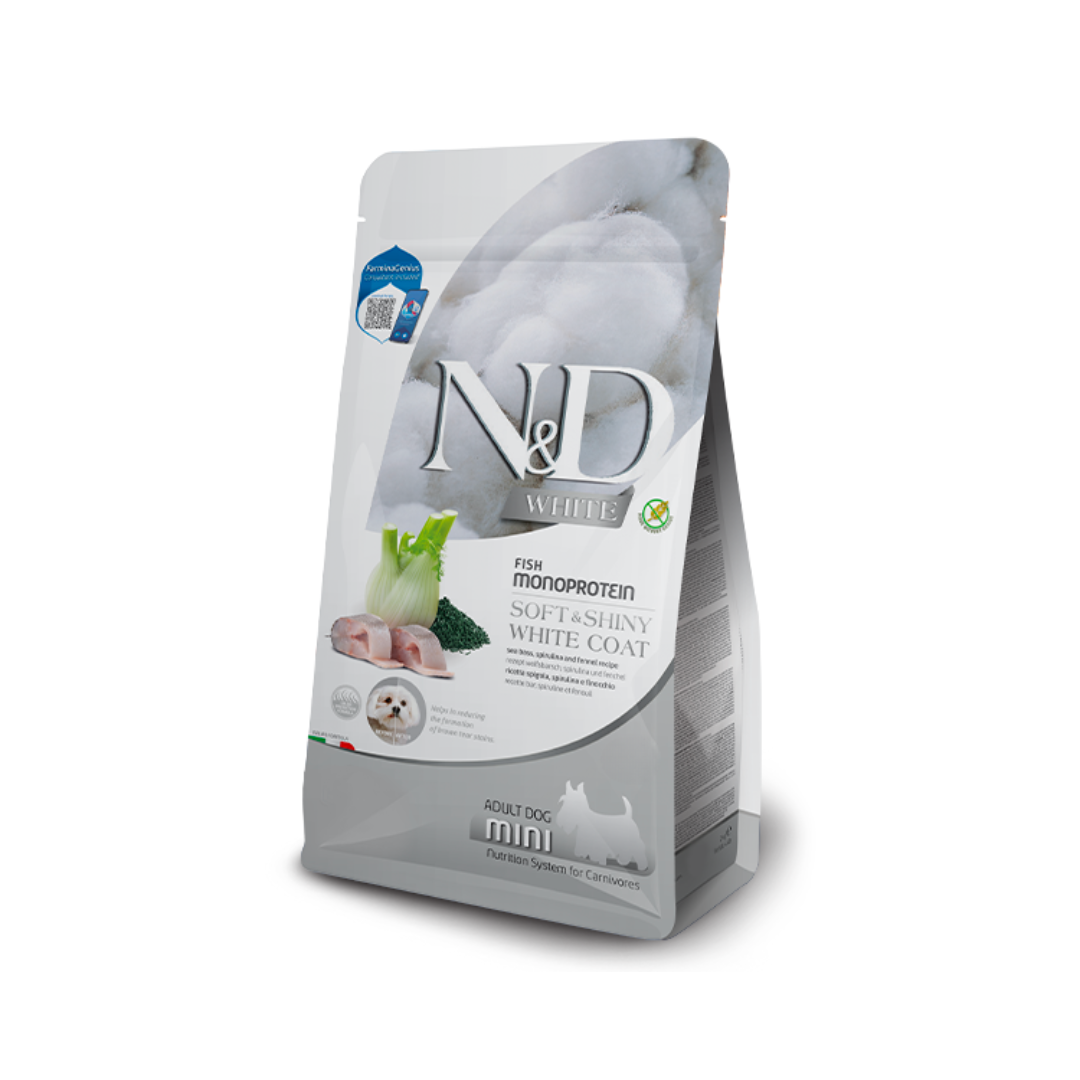 Farmina N&D Dry Dog Food - Colour Protection White Coat Sea Bass, Fennel & Kelp Adult Mini
