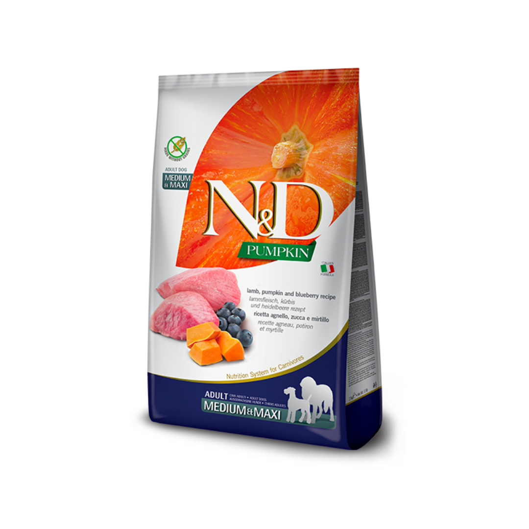 Farmina N&D Dry Dog Food - Lamb & Blueberry with Pumpkin Adult Medium & Maxi