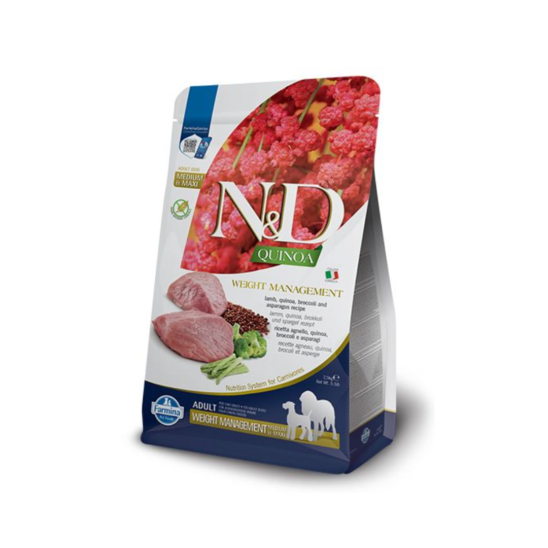 Farmina N&D Dry Dog Food - Quinoa Lamb Weight Management Recipe Med/Maxi