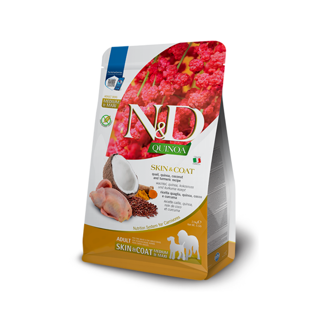 Farmina N&D Dry Dog Food - Quinoa Skin & Coat Quail Med/Maxi
