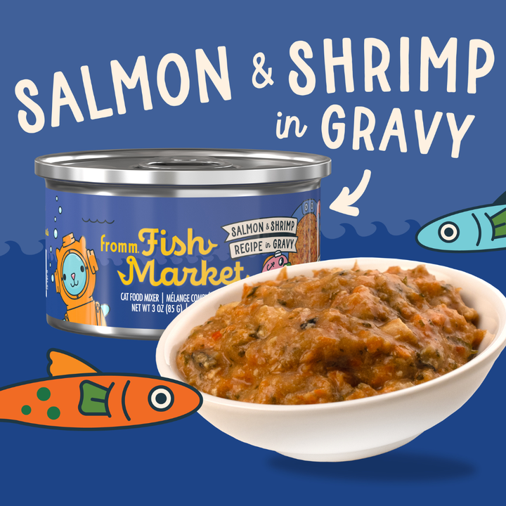 Fromm Wet Cat Food Mixers - Fish Market Salmon & Shrimp Recipe in Gravy Canned