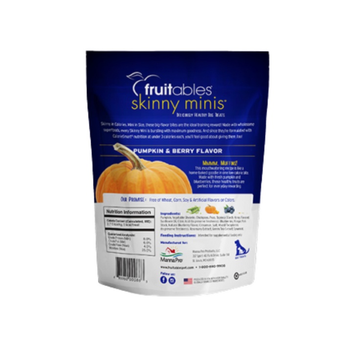 Fruitables Dog Treats - Skinny Minis Pumpkin & Berry Flavor