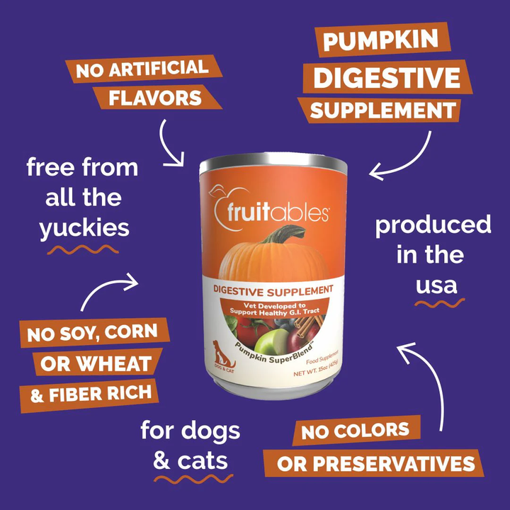 Fruitables Dog and Cat Supplements - Pumpkin Digestive Supplement
