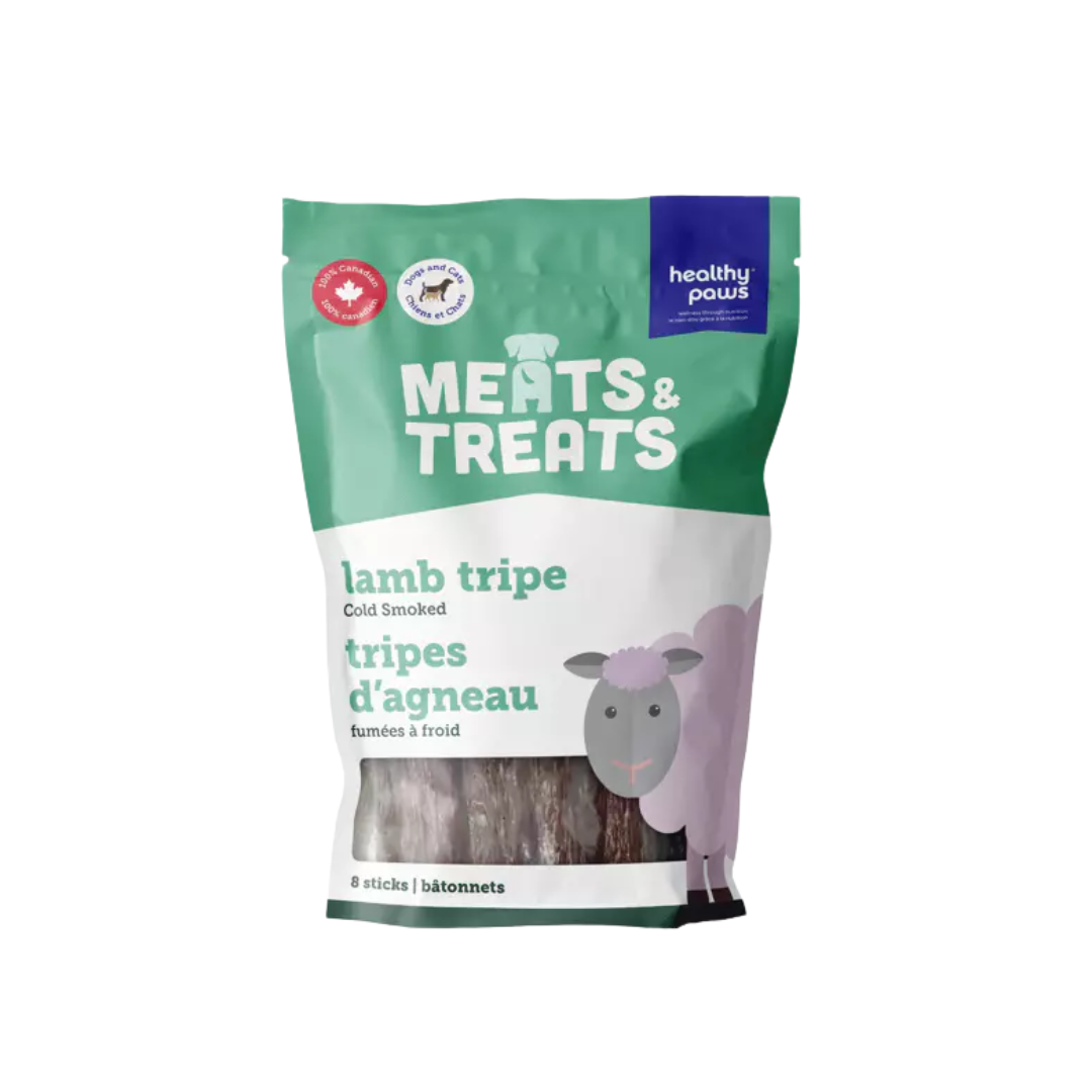 Healthy Paws Dog Treats - Meats & Treats  Cold Smoked Lamb Tripe Sticks