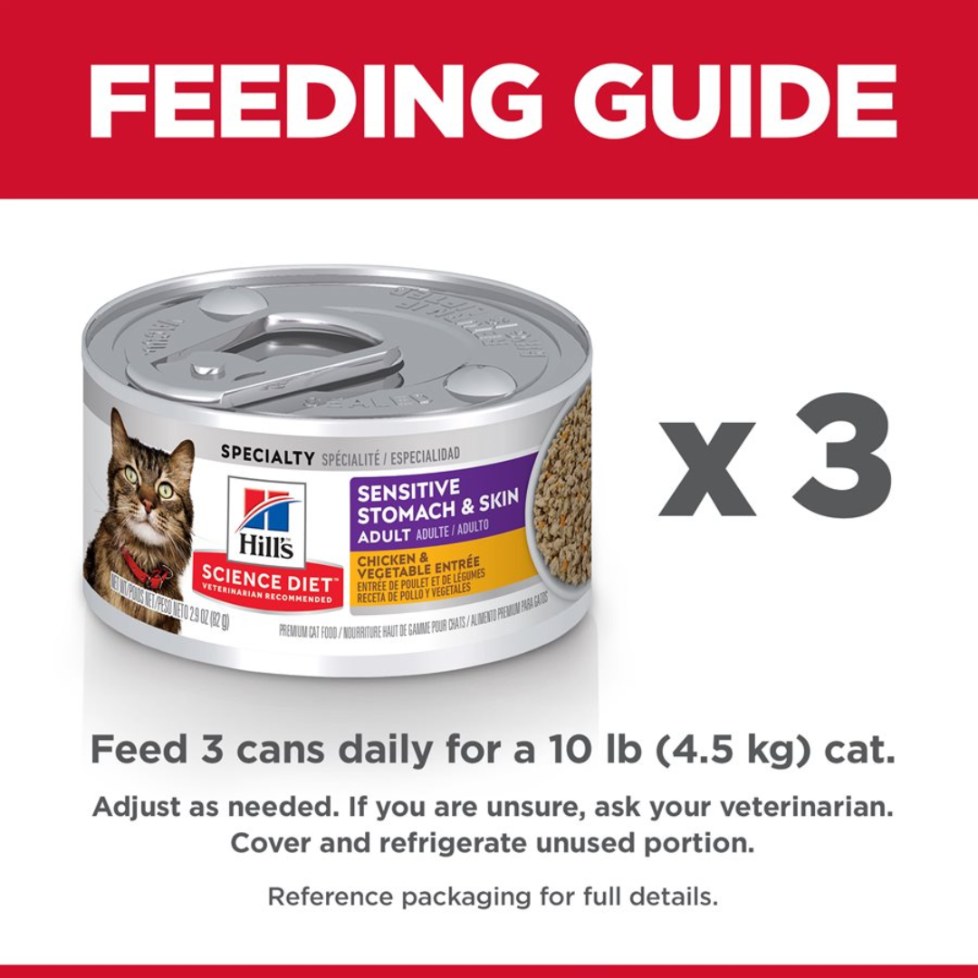 Hill's Science Diet Wet Cat Food - Sensitive Stomach & Sensitive Skin Chicken & Vegetable Entree Canned