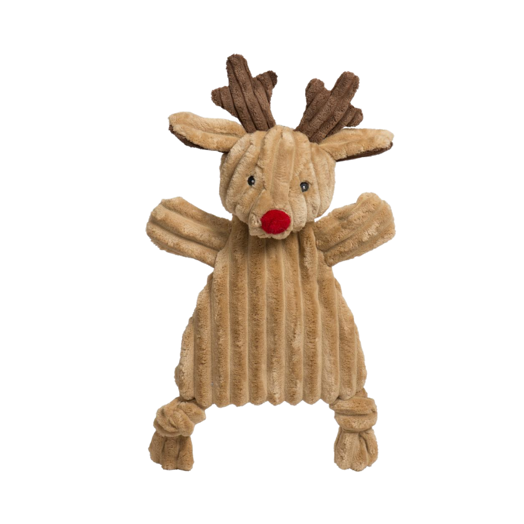 HuggleHounds Dog Toys - Flatties Rudy Reindeer