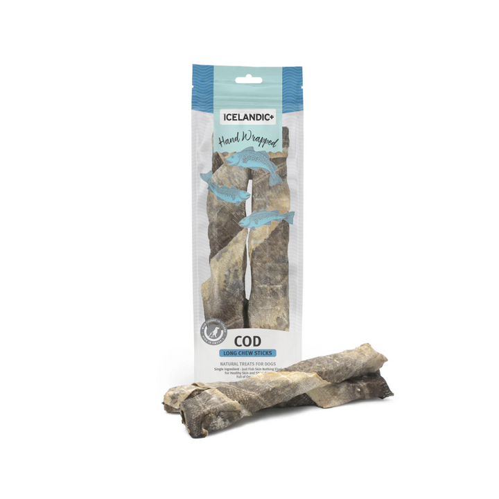 Icelandic+ Dog Treats - Hand Wrapped Cod Skin Long