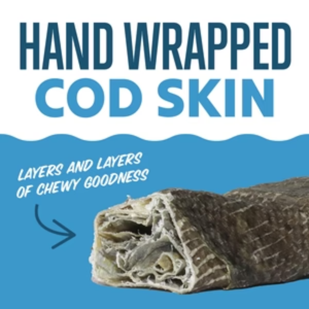 Icelandic+ Dog Treats - Hand Wrapped Cod Skin Long