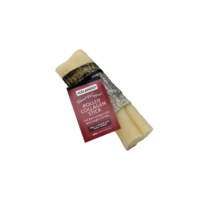 Icelandic+ Dog Treats - Rolled Beef Collagen Wrapped With Cod Skin Chew Stick