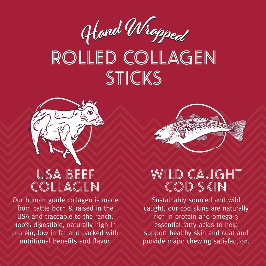 Icelandic+ Dog Treats - Rolled Beef Collagen Wrapped With Cod Skin Chew Stick