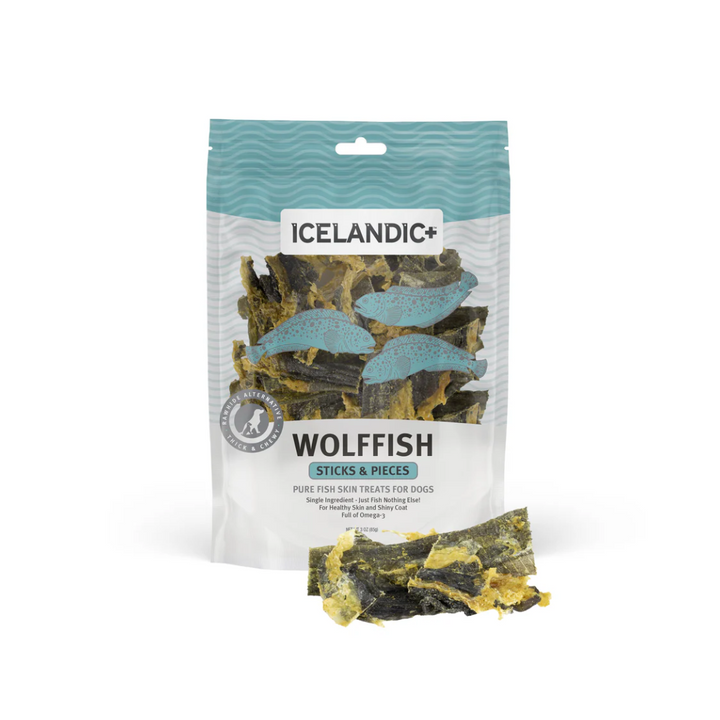 Icelandic+ Dog Treats - Wolffish Skin Sticks & Pieces