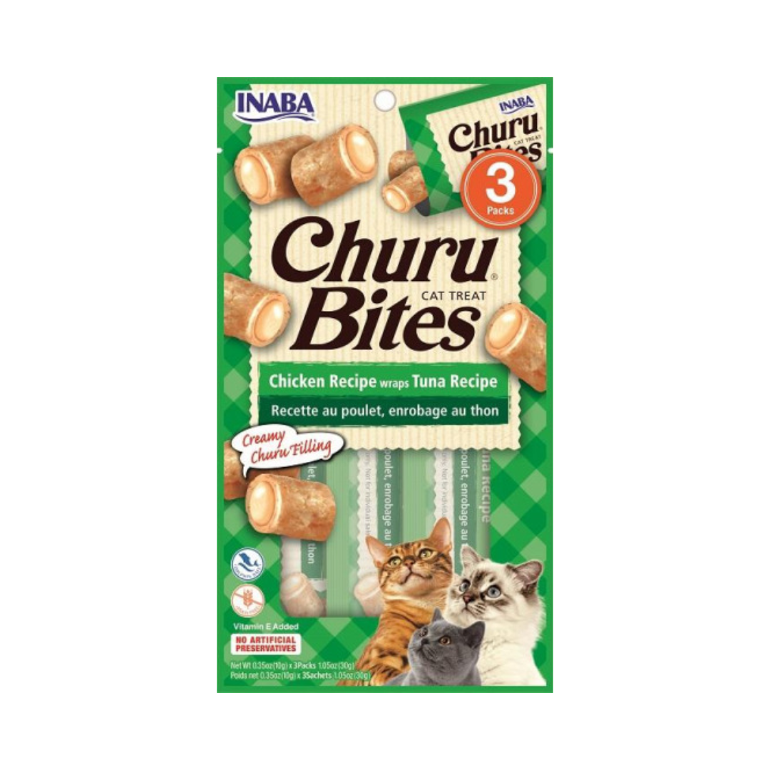 Inaba Cat Treats - Churu Bites Chicken Recipe Wraps Tuna Recipe