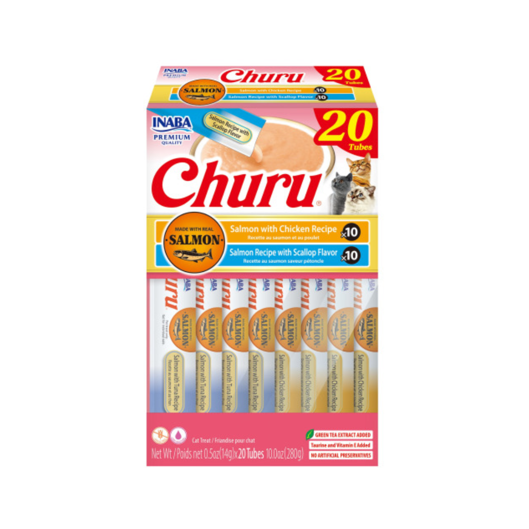 Inaba Cat Treats - Churu Purees Chicken & Salmon with Scallop Variety Pack