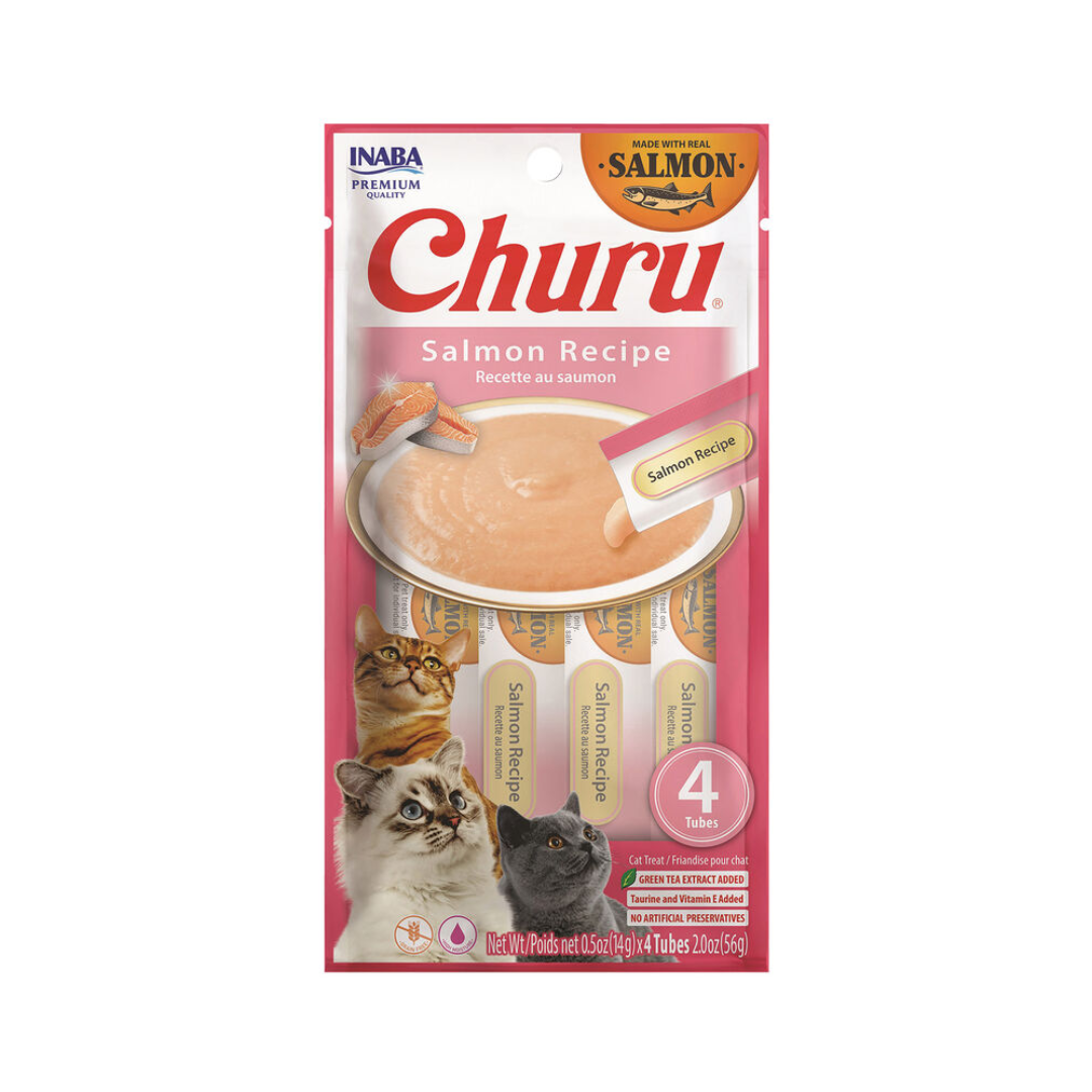 Inaba Cat Treats - Churu Purees Salmon Recipe Pouch