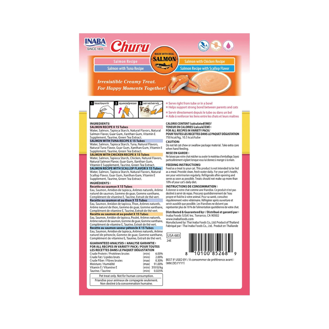 Inaba Cat Treats - Churu Purees Salmon Variety Box