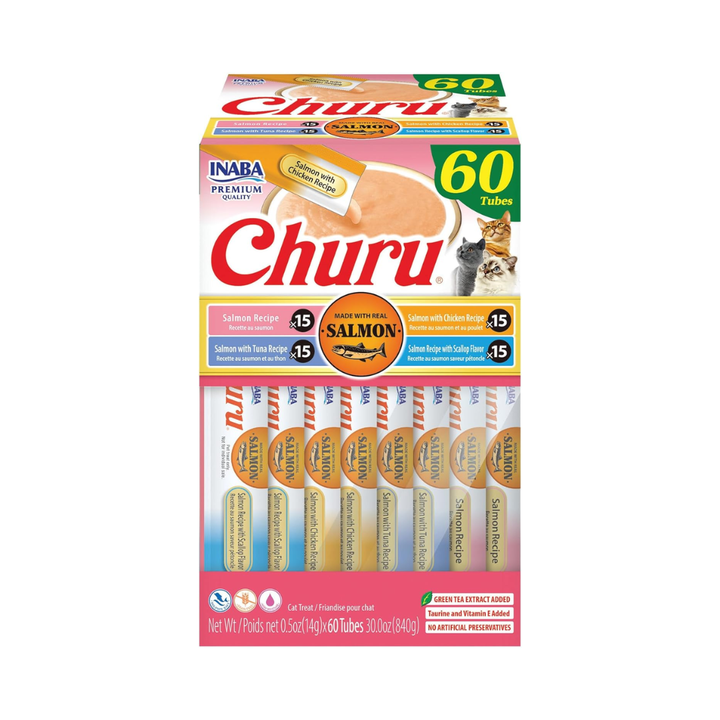 Inaba Cat Treats - Churu Purees Salmon Variety Box