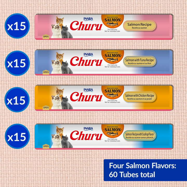 Inaba Cat Treats - Churu Purees Salmon Variety Box