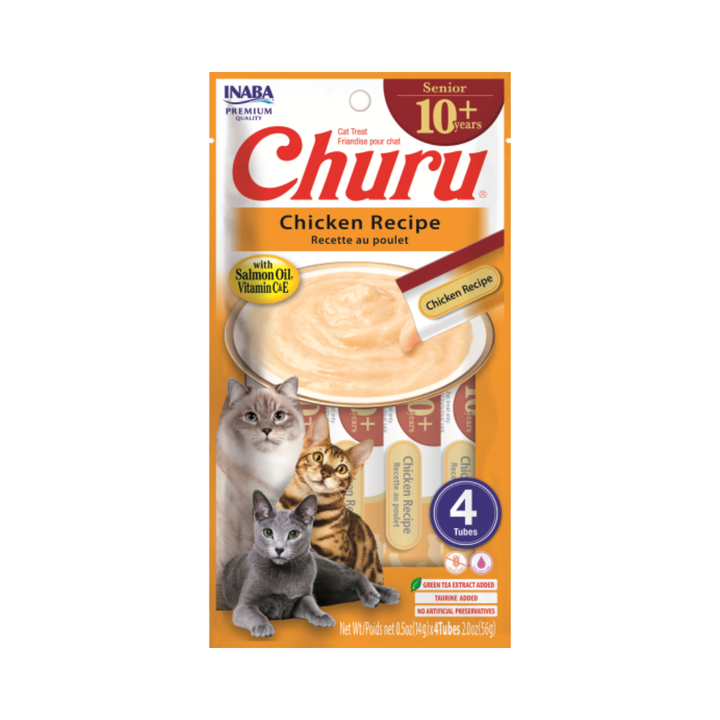 Inaba Cat Treats - Churu Purees Senior 10+ Chicken Recipe Pouch
