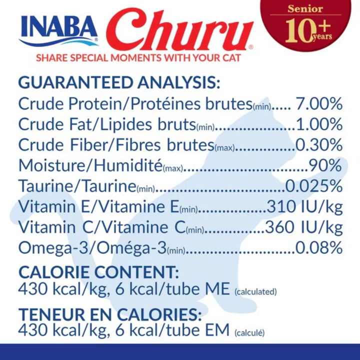 Inaba Cat Treats - Churu Purees Senior 10+ Chicken Recipe Pouch