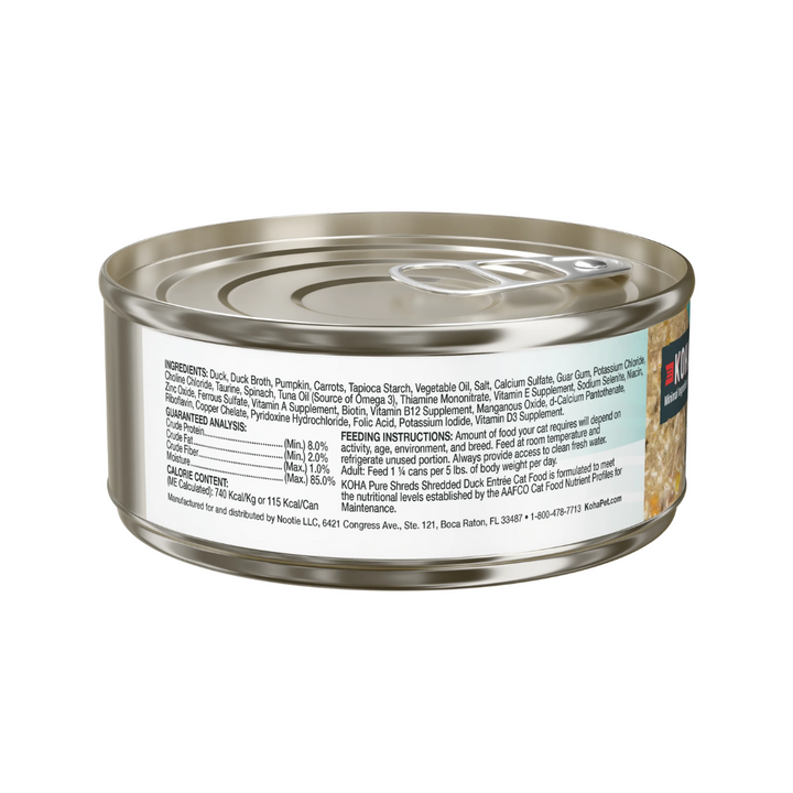KOHA Wet Cat Food - Pure Shreds Shredded Duck Entree Canned